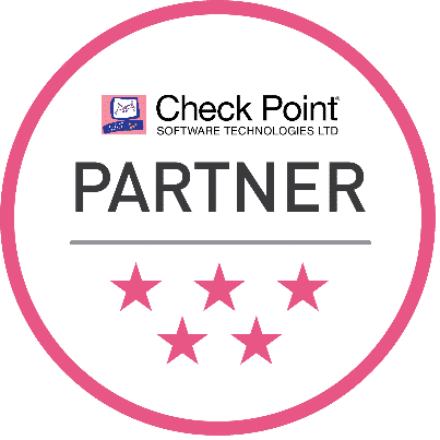 Badge with 5 stars on it to show the 5 star partner status level with Check Point