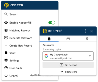 keeper web browser extension